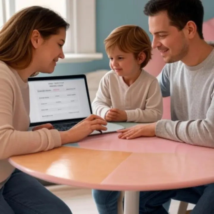 Rodzina wspólnie planująca pokój dziecka